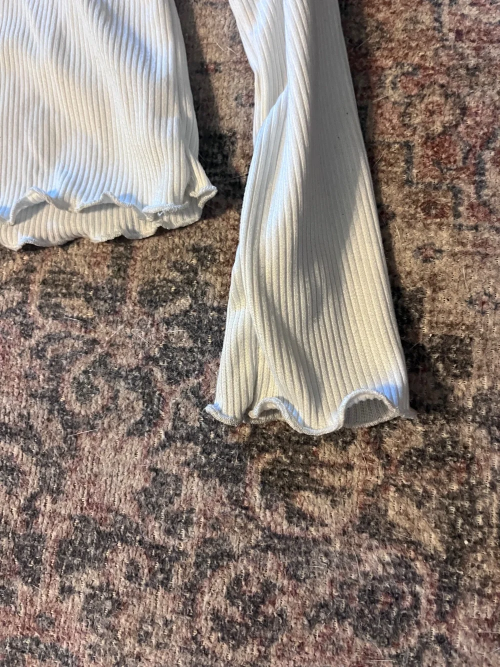 White Lettuce trim Black Bow shirt & Houndstooth chevron Yoga Pants outfit